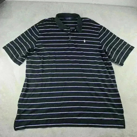 Lot Of 2 Polo Golf Ralph Lauren Men Sz 2XL Short Sleeve Striped Black Blue